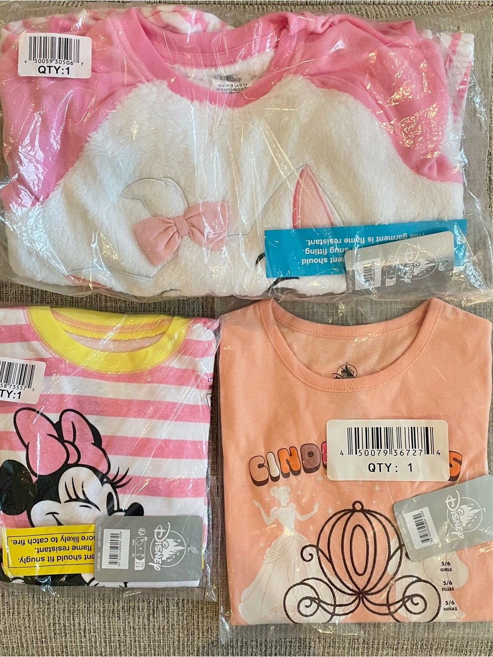 Disney Store Cinderella Magical Pumpkin Patch, Minnie & Marie Pjs Girls 5/6 Lot